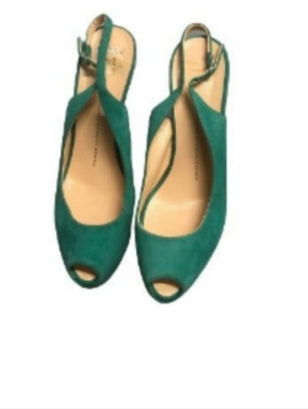 Giuseppe Zanotti Teal Green Suede Peep-Toe Slingback Heels